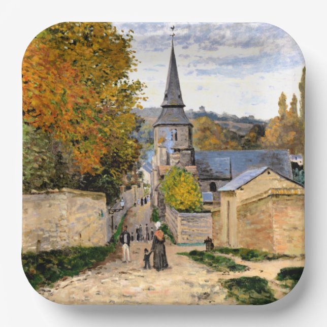 Monet - Street in Saint-Adresse Paper Plates (Front)