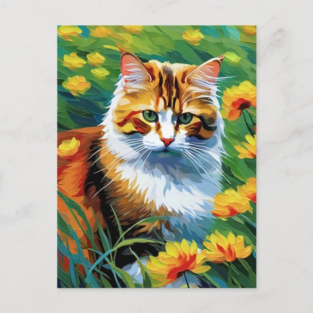 Monet Style Cat Postcard (Front)