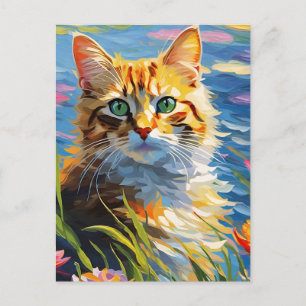 Monet Style Cat Postcard