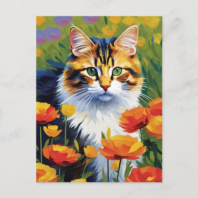 Monet Style Cat Postcard (Front)