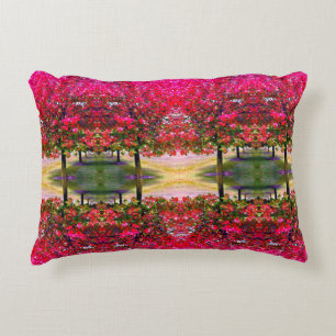 Monet style pink Autumn landscape, pink leaves Accent Pillow