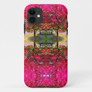 Monet style pink Autumn landscape, pink leaves    iPhone 11 Case
