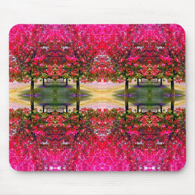 Monet style pink Autumn landscape, pink leaves    Mouse Pad (Front)