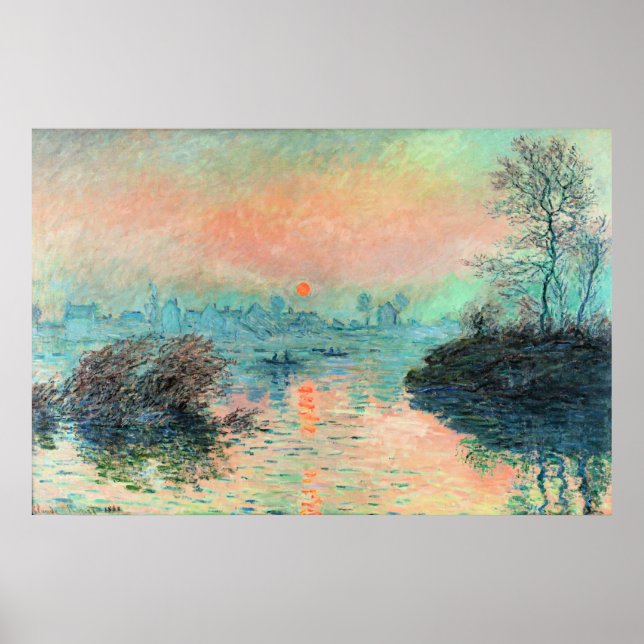 Monet - Sun Setting on the Seine Poster (Front)