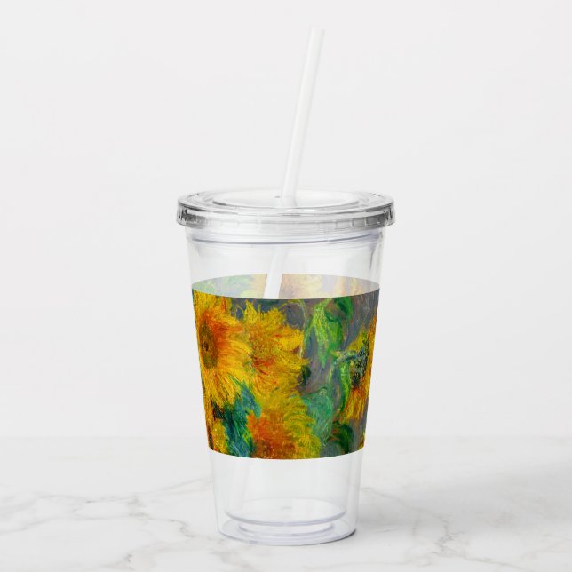 Monet Sunflowers Acrylic Tumbler (Back)