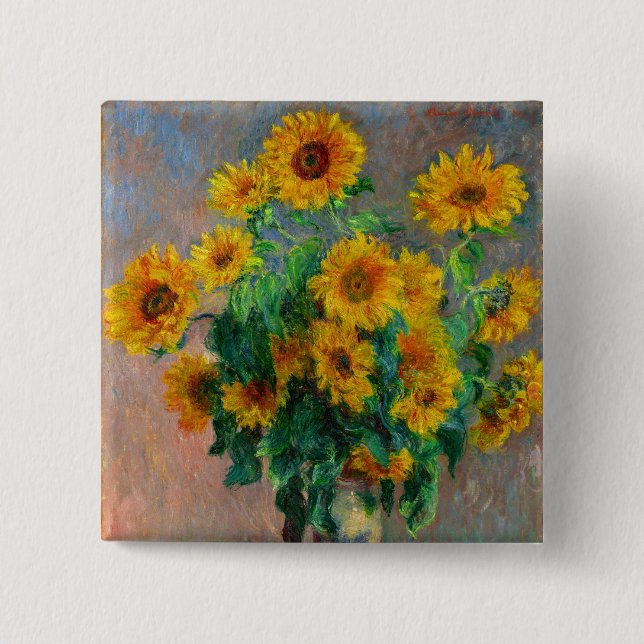 Monet Sunflowers Button (Front)
