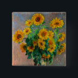 Monet Sunflowers Button<br><div class="desc">Button featuring Claude Monet’s oil painting Bouquet of Sunflowers (1881). Beautiful sunflowers in a blue vase atop a red table. A great gift for fans of impressionism and French art.</div>