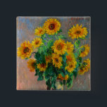 Monet Sunflowers Button<br><div class="desc">Button featuring Claude Monet’s oil painting Bouquet of Sunflowers (1881). Beautiful sunflowers in a blue vase atop a red table. A great gift for fans of impressionism and French art.</div>