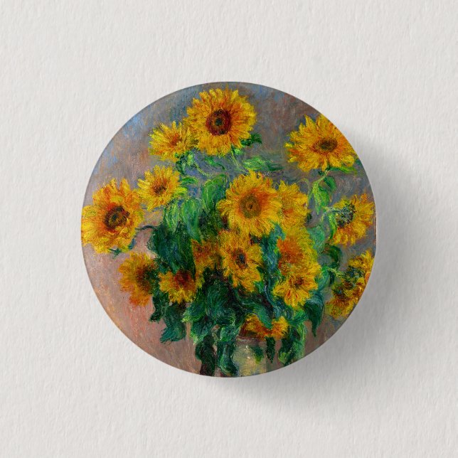 Monet Sunflowers Button (Front)