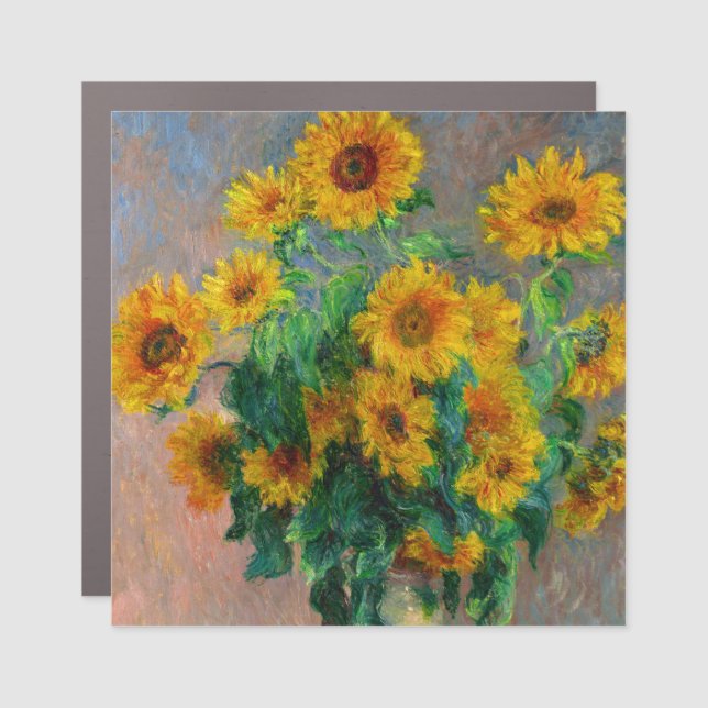 Monet Sunflowers Car Magnet (Front)