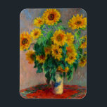 Monet Sunflowers Magnet<br><div class="desc">Magnet featuring Claude Monet’s oil painting Bouquet of Sunflowers (1881). Beautiful sunflowers in a blue vase atop a red table. A great gift for fans of impressionism and French art.</div>