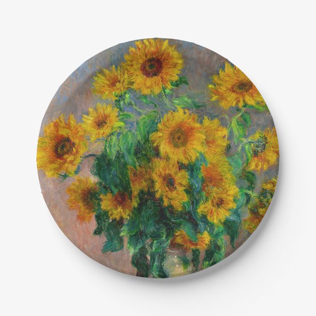 Monet Sunflowers Paper Plates (Front)
