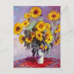 Monet Sunflowers Postcard<br><div class="desc">Art by Claude Monet of Sunflowers in a Vase</div>