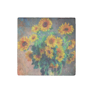 Monet Sunflowers Stone Magnet