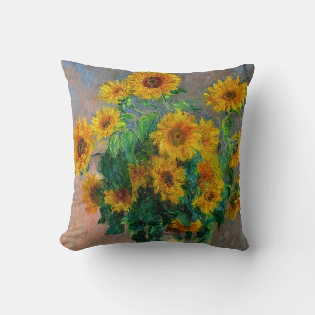 Monet Sunflowers Throw Pillow (Front)