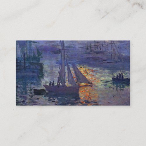 Monet sunrise at sea sailboat painting boating art business card templates