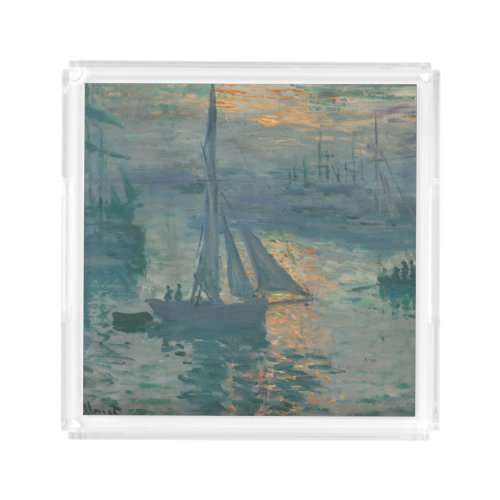 Monet Sunrise Marine Impressionism Painting Acrylic Tray
