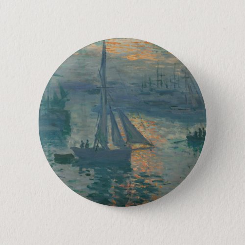 Monet Sunrise Marine Impressionism Painting Button