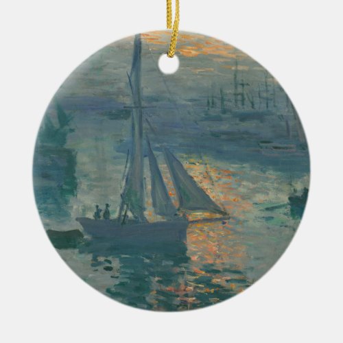 Monet Sunrise Marine Impressionism Painting Ceramic Ornament