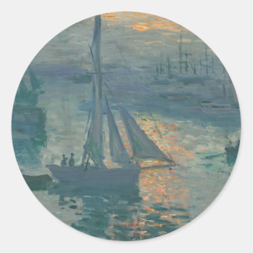 Monet Sunrise Marine Impressionism Painting Classic Round Sticker