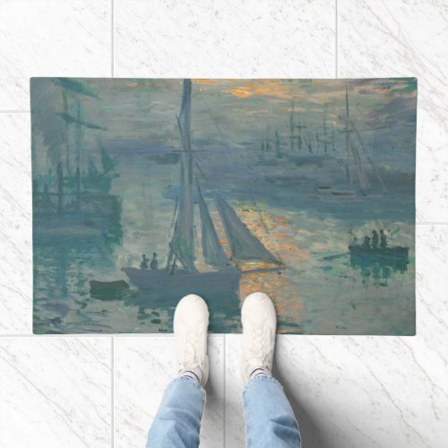 Monet Sunrise Marine Impressionism Painting Doormat