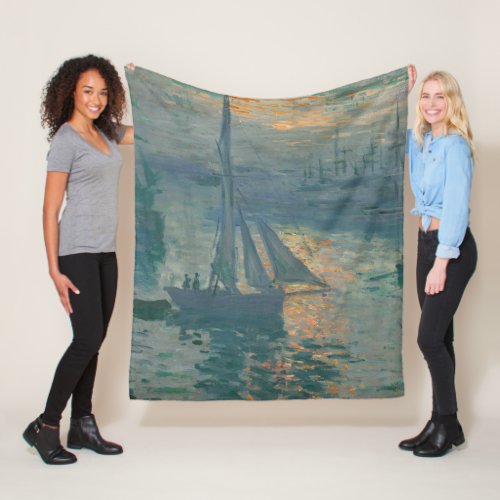 Monet Sunrise Marine Impressionism Painting Fleece Blanket