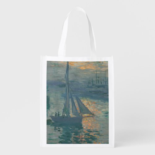 Monet Sunrise Marine Impressionism Painting Grocery Bag