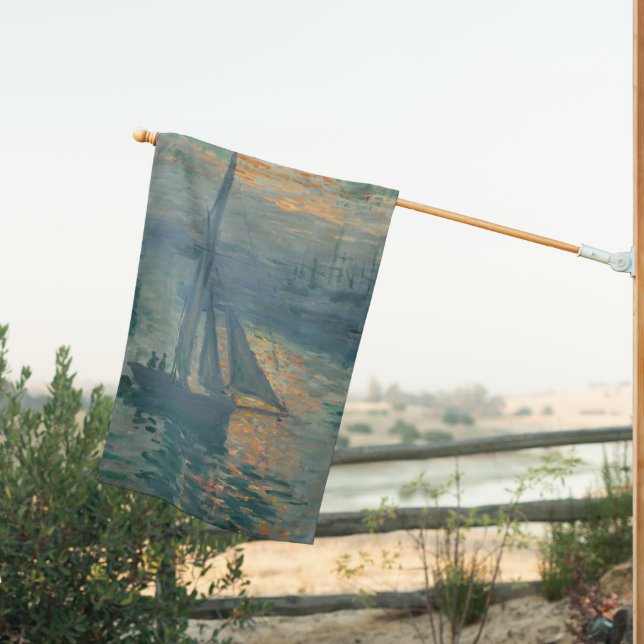 Monet Sunrise Marine Impressionism Painting House Flag (Insitu (Back))
