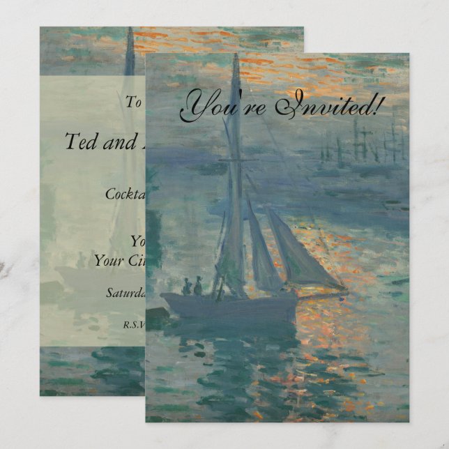 Monet Sunrise Marine Impressionism Painting Invitation (Front/Back)