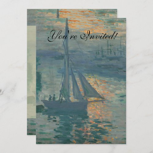 Monet Sunrise Marine Impressionism Painting Invitation