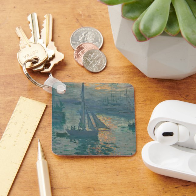 Monet Sunrise Marine Impressionism Painting Keychain (Desk)