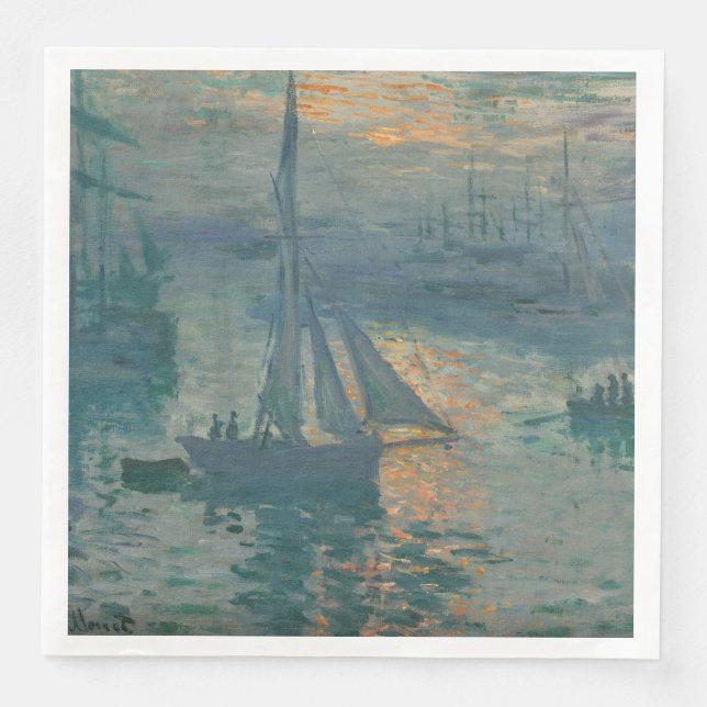 Monet Sunrise Marine Impressionism Painting Paper Dinner Napkins (Front)