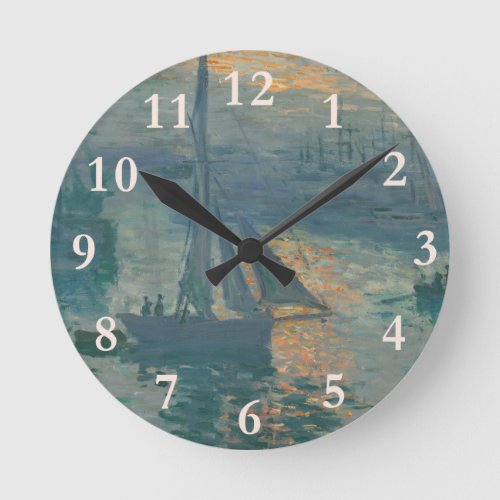 Monet Sunrise Marine Impressionism Painting Round Clock