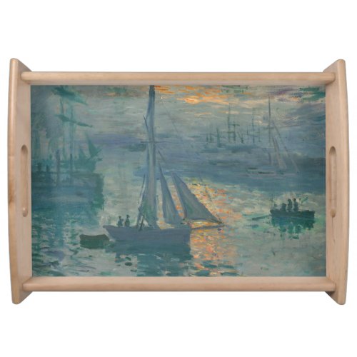 Monet Sunrise Marine Impressionism Painting Serving Tray