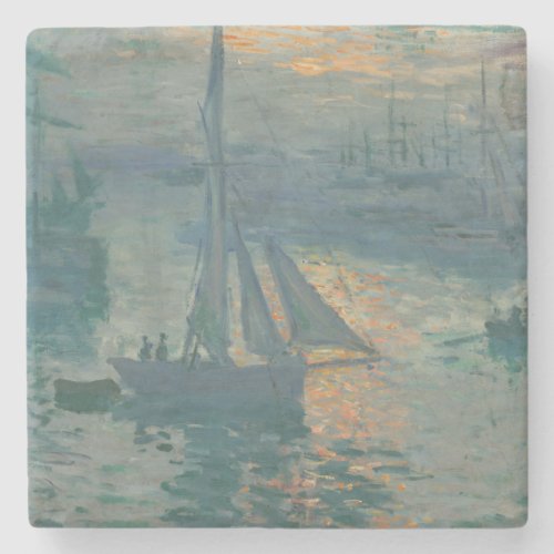 Monet Sunrise Marine Impressionism Painting Stone Coaster