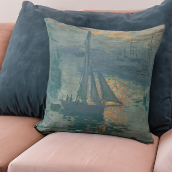 Monet Sunrise Marine Impressionism Painting Throw Pillow by antiqueart at Zazzle