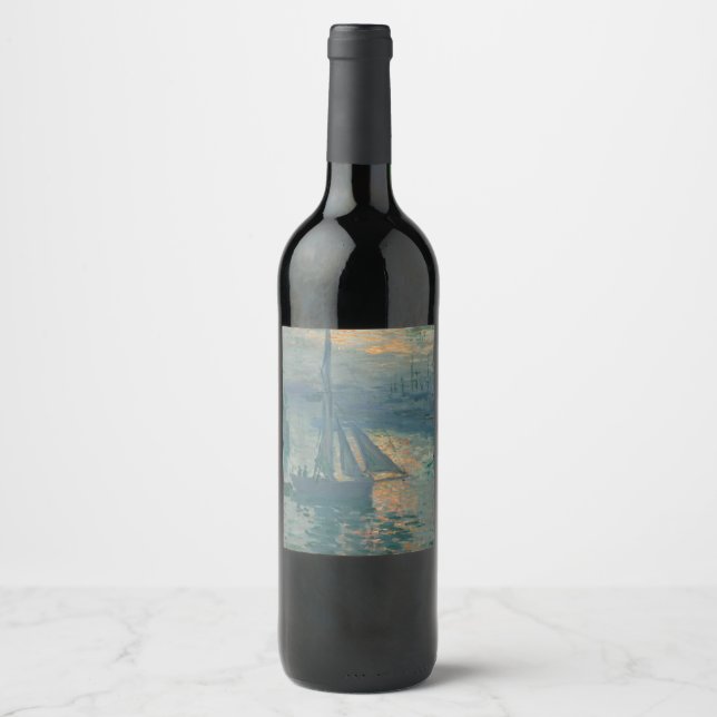 Monet Sunrise Marine Impressionism Painting Wine Label (Front)