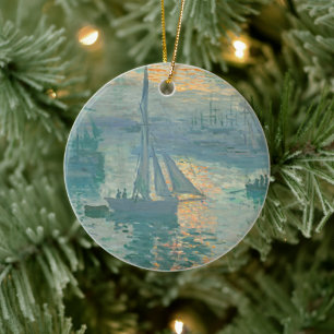 Monet Sunrise Sailing Art Ornament