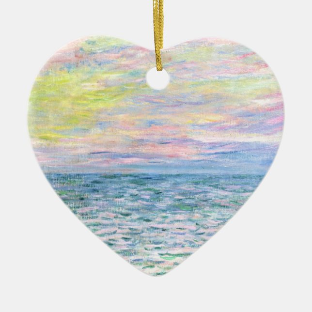 Monet - Sunset at Pourville, fine art Ceramic Ornament (Front)