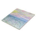 Monet - Sunset at Pourville, fine art Ceramic Tile<br><div class="desc">Sunset at Pourville,  pastel colors,  famous painting by Claude Monet</div>