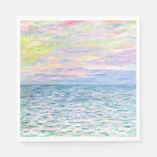Monet - Sunset at Pourville, fine art Napkins (Front)