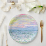 Monet - Sunset at Pourville, fine art Paper Plates<br><div class="desc">Sunset at Pourville,  pastel colors,  Impressionism painting by Claude Monet</div>