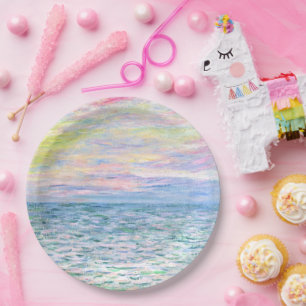 Monet - Sunset at Pourville, fine art Paper Plates