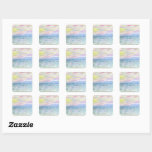 Monet - Sunset at Pourville, fine art Square Sticker<br><div class="desc">Sunset at Pourville,  pastel colors,  Impressionism painting by Claude Monet</div>