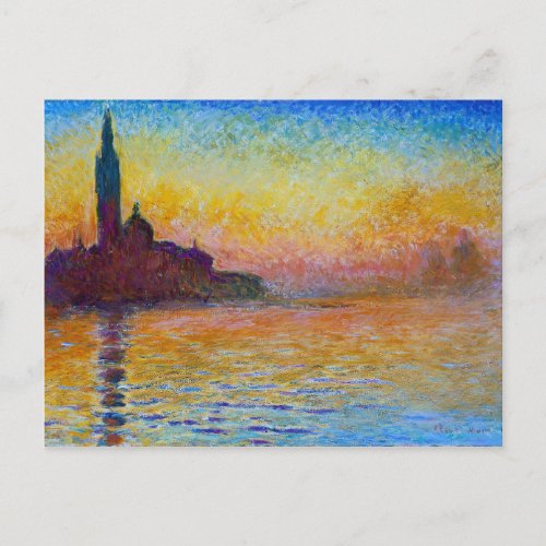 MONET SUNSET IN VENICE PAINTING POSTCARD