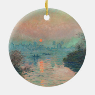 Monet Sunset on the Seine Fine Art Impressionism Ceramic Ornament