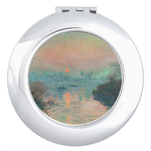 Monet Sunset on the Seine Fine Art Impressionism Compact Mirror