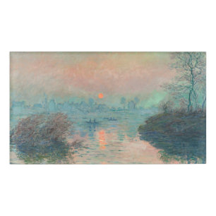 Monet Sunset on the Seine Fine Art Impressionism Name Tag