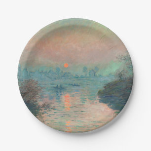 Monet Sunset on the Seine Fine Art Impressionism Paper Plates