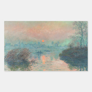Monet Sunset on the Seine Fine Art Impressionism Rectangular Sticker